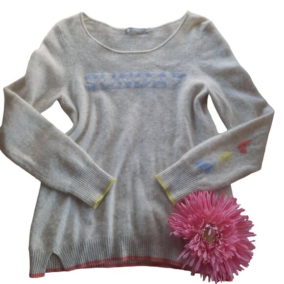 InCashmere Crew Neck Sunday Print 100% Cashmere Crew Neck - Picture 1 of 11